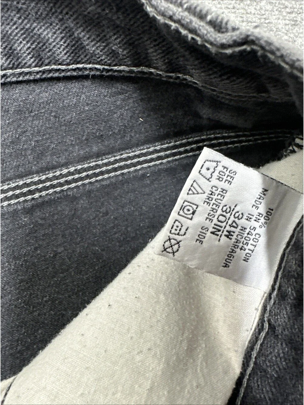 Vintage Bugle Boy 7M Baggy Jeans Men's Size 34x30 Black Denim Gold Crest Series